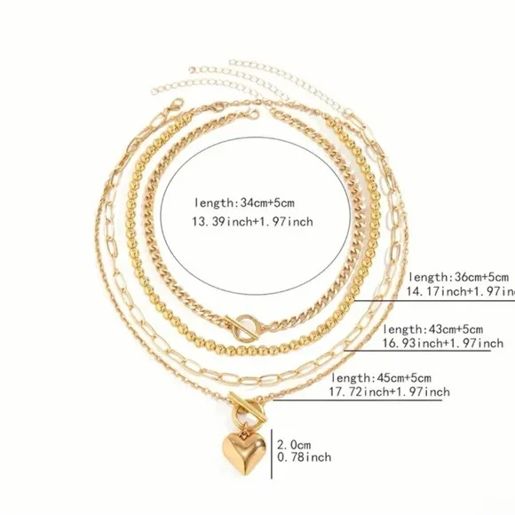 Gold Layered Heart Pendant Necklace - Picture 3 of 5